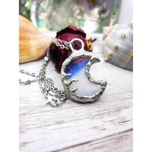 Opalite moon necklace